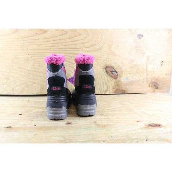 New Totes Snow Boots Kids Sz 3M Girl Gray Pink Thinsulate Faux Fur Lined - Picture 7 of 11